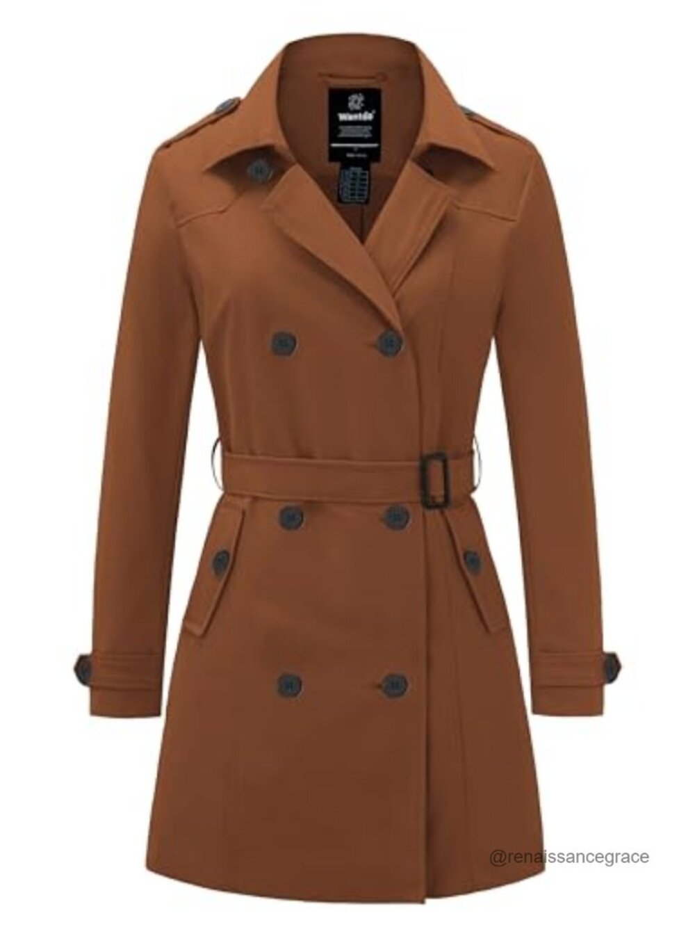 Trench Coat Classic Lapel 100% Polyester Waterproof Windproof Belted